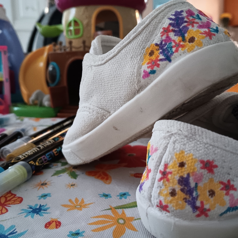 hand painted toddler shoes flowers floral
